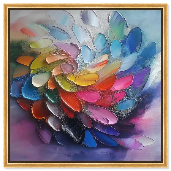Spectrum Petalflow Canvas Modern Abstract Art by Art Remedy, Gold Frame, 12" x 12"
