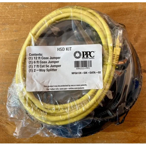 Spectrum Ppc Hsd Kit - 12' & 6' Coax, 7' Cat 5E, 2-Way Splitter, 606211-Ppc New