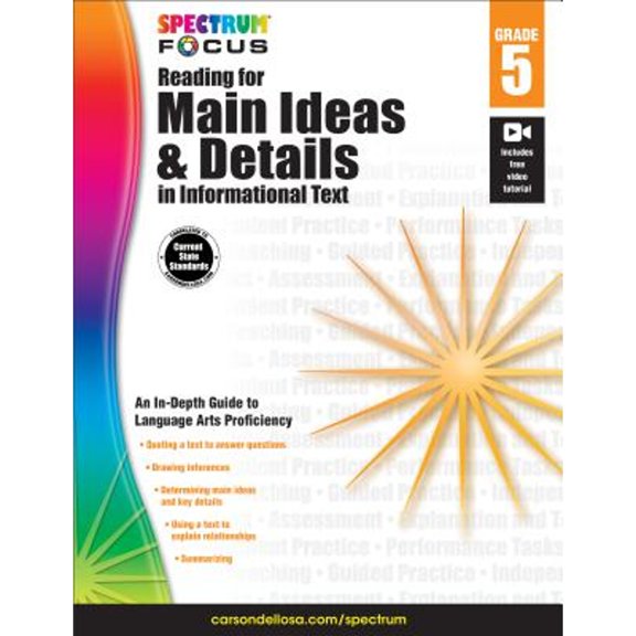 Pre-Owned Spectrum Reading for Main Ideas and Details in Informational Text, Grade 5 (Paperback) 1483824284 9781483824284