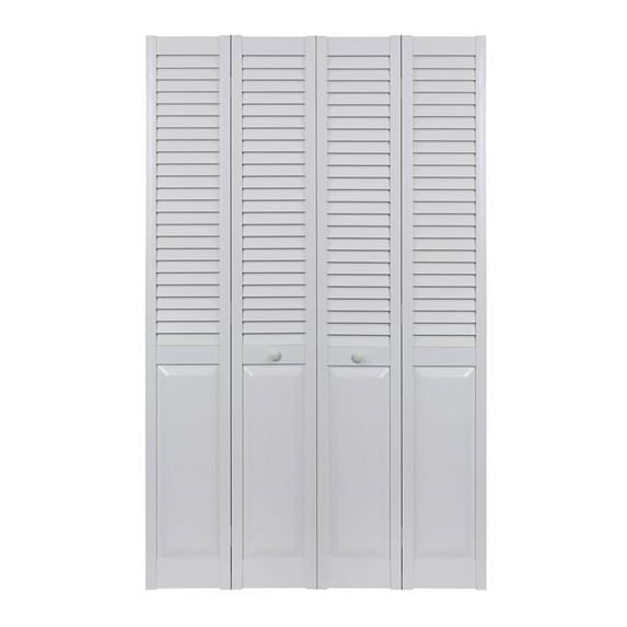 Spectrum SEALP48 48 x 80 in. Seabrooke PVC Louver over Panel Bifold Door, White