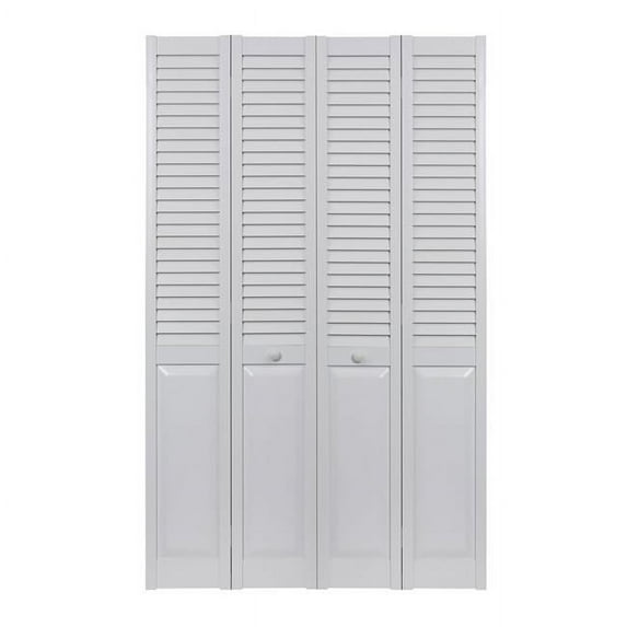 Spectrum SEALP60 60 x 80 in. Seabrooke PVC Louver over Panel Bifold Door, White