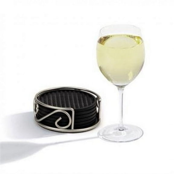 Spectrum Scroll Coaster Container Set - Color: Satin Nickel #43878 - 2 Set of 6 Coasters