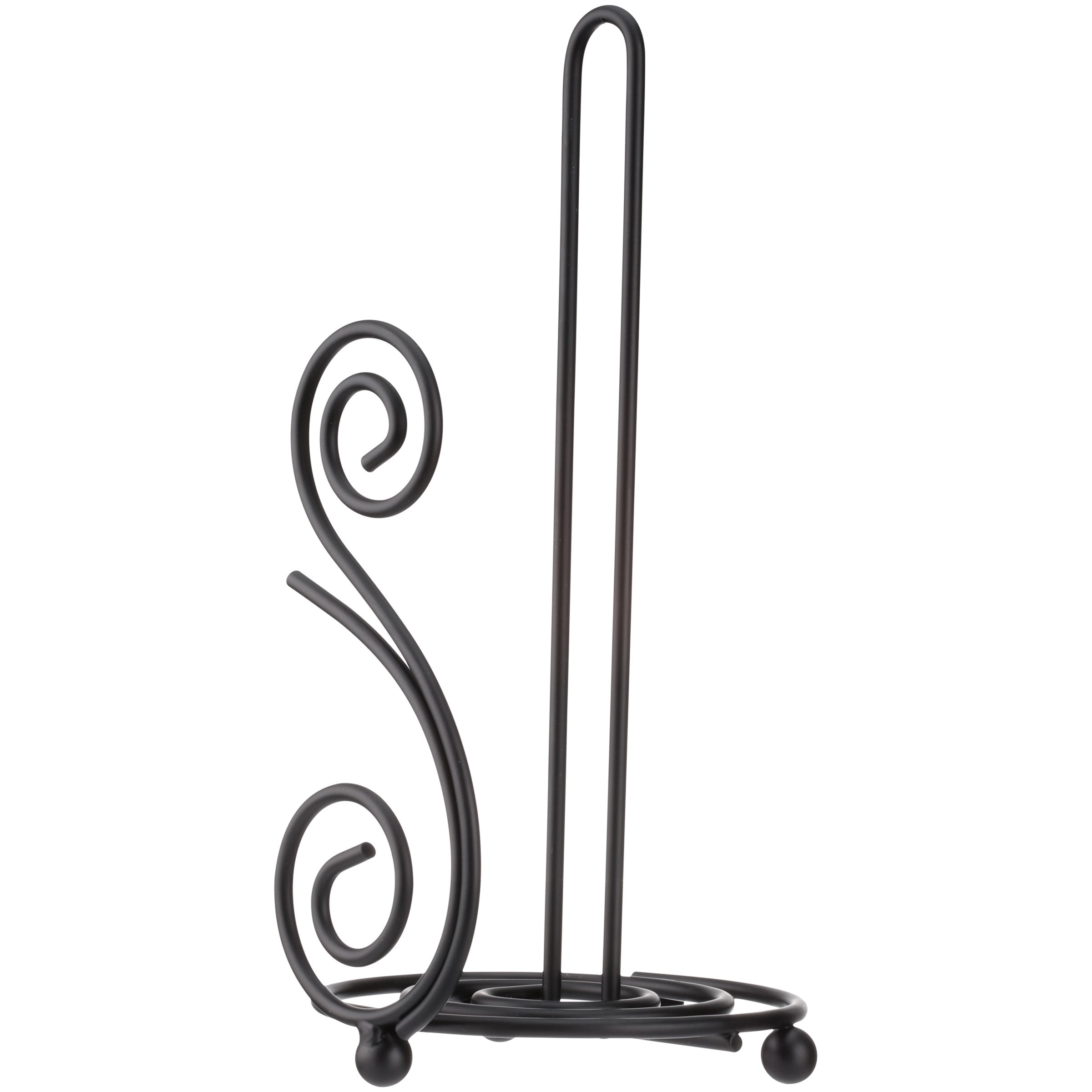 Elevated Paper Towel Holder Metal Stand with Handle Scroll Deco