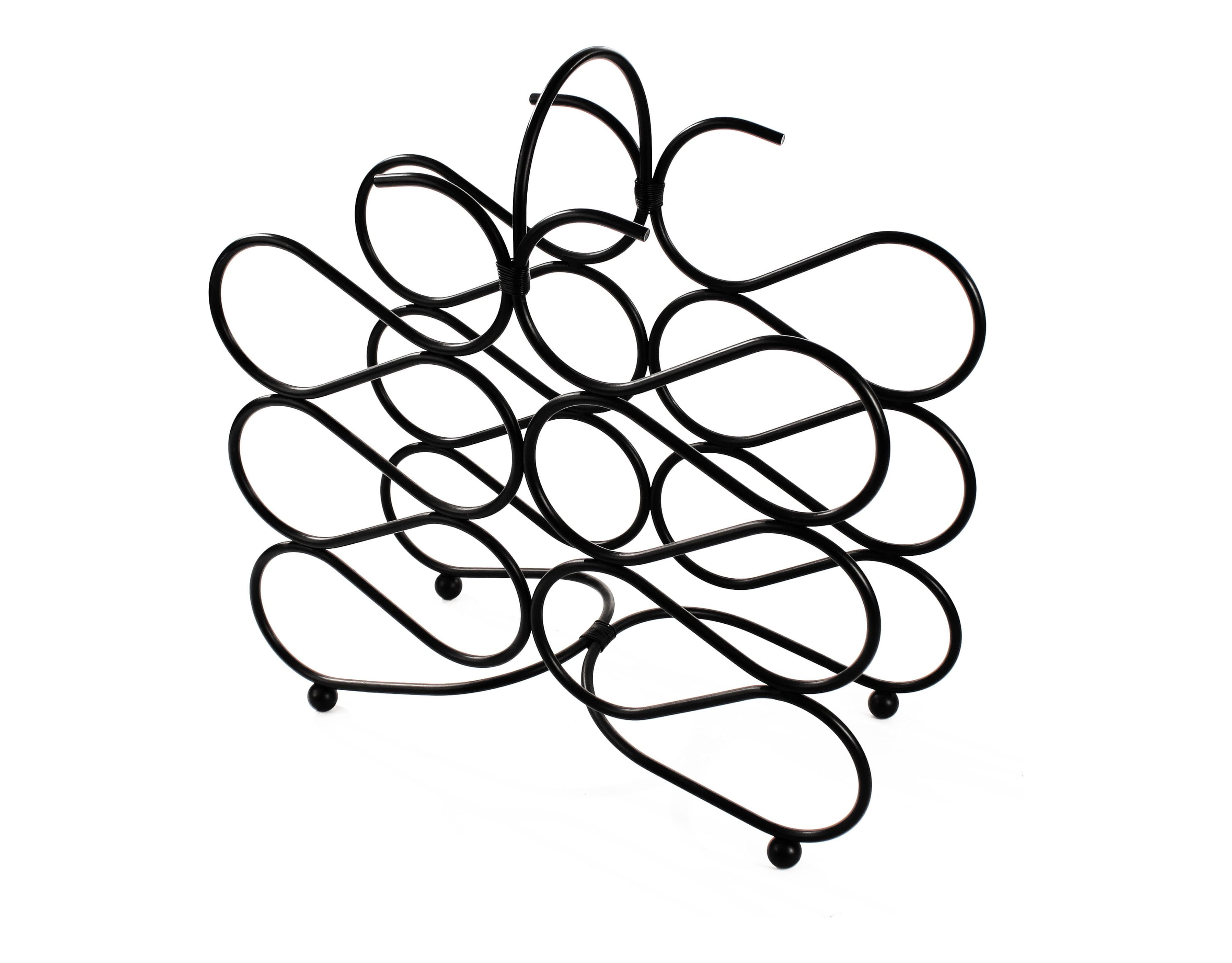 Black Metal Scroll Design 12-Bottle Wine Rack