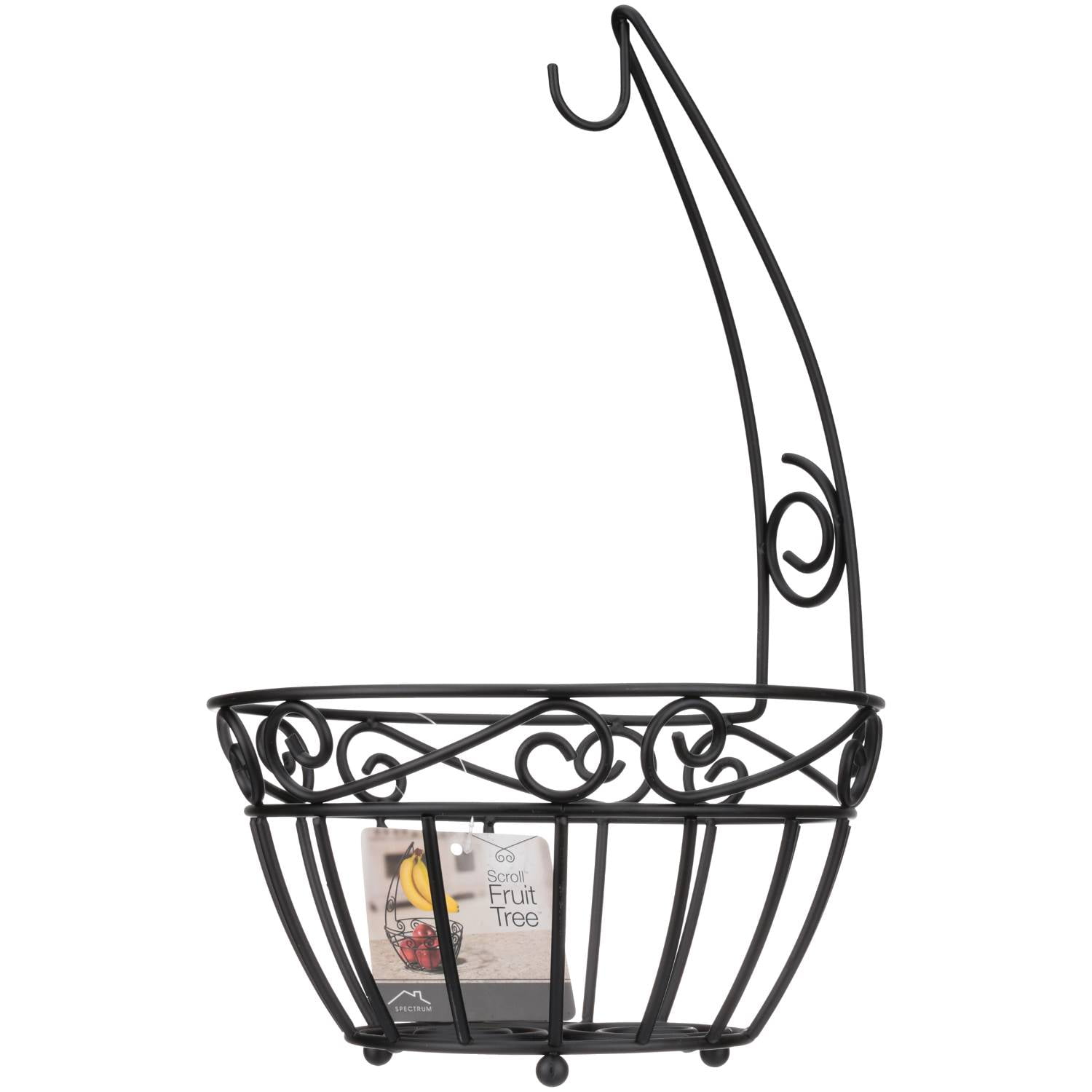Black Steel Scroll Fruit Basket with Banana Hook