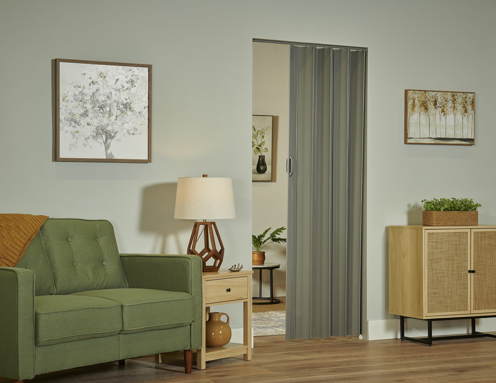 Sienna 36" x 80" Grey Vinyl Folding Door with Hardware