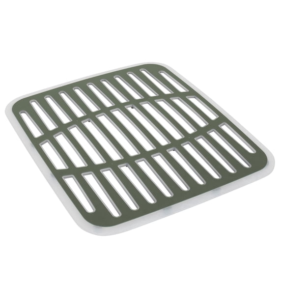 Spectrum Small Sink Mat Protector for Kitchen Sink with Raised Feet for Quick Drying and Water Flow, Soft Rubber Non Slip Surface Protects Dishes Glassware for Stainless Steel Sinks, Thyme Green