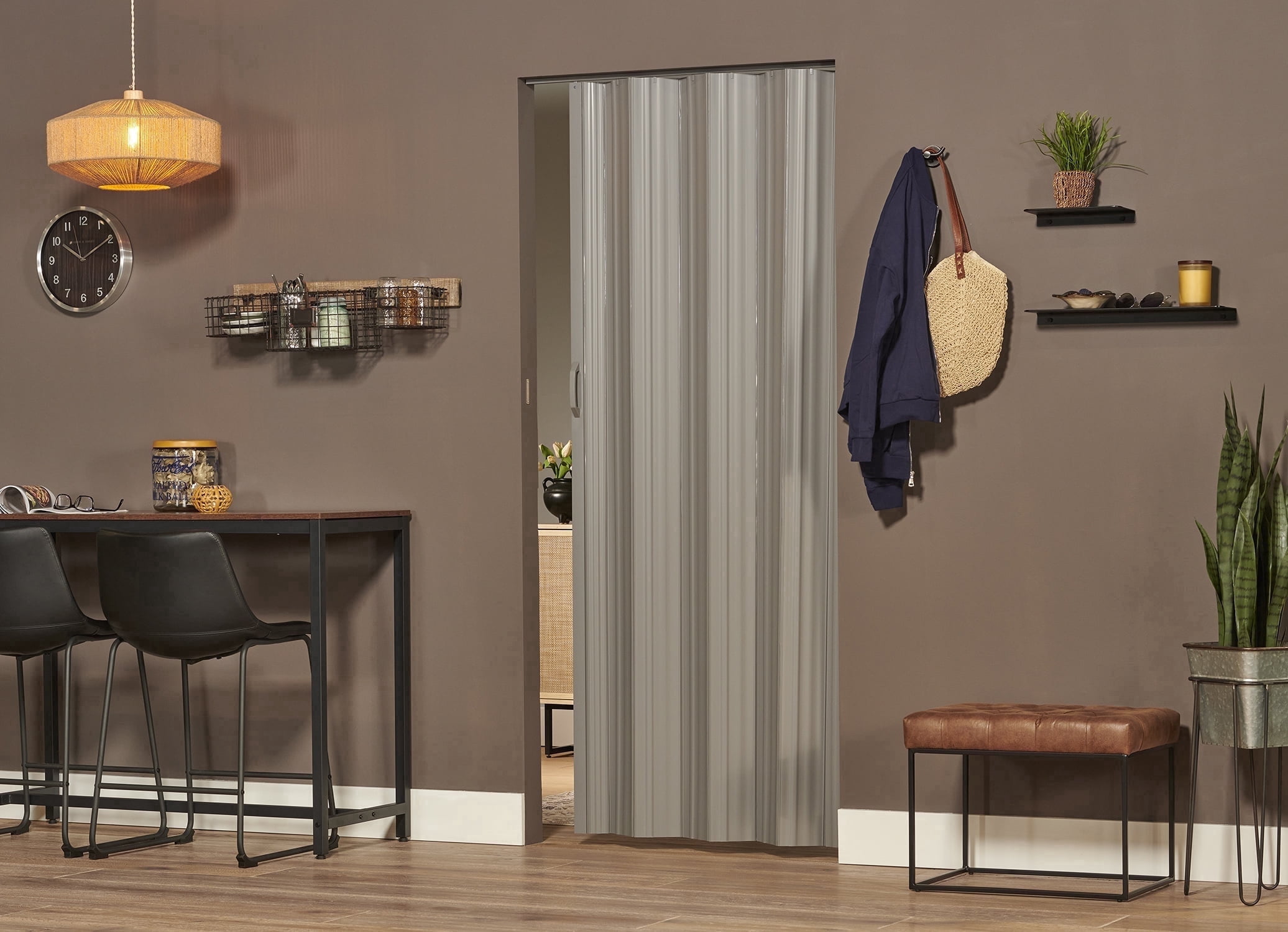 Spectrum Dunes 36"x80" Vinyl Folding Door Grey