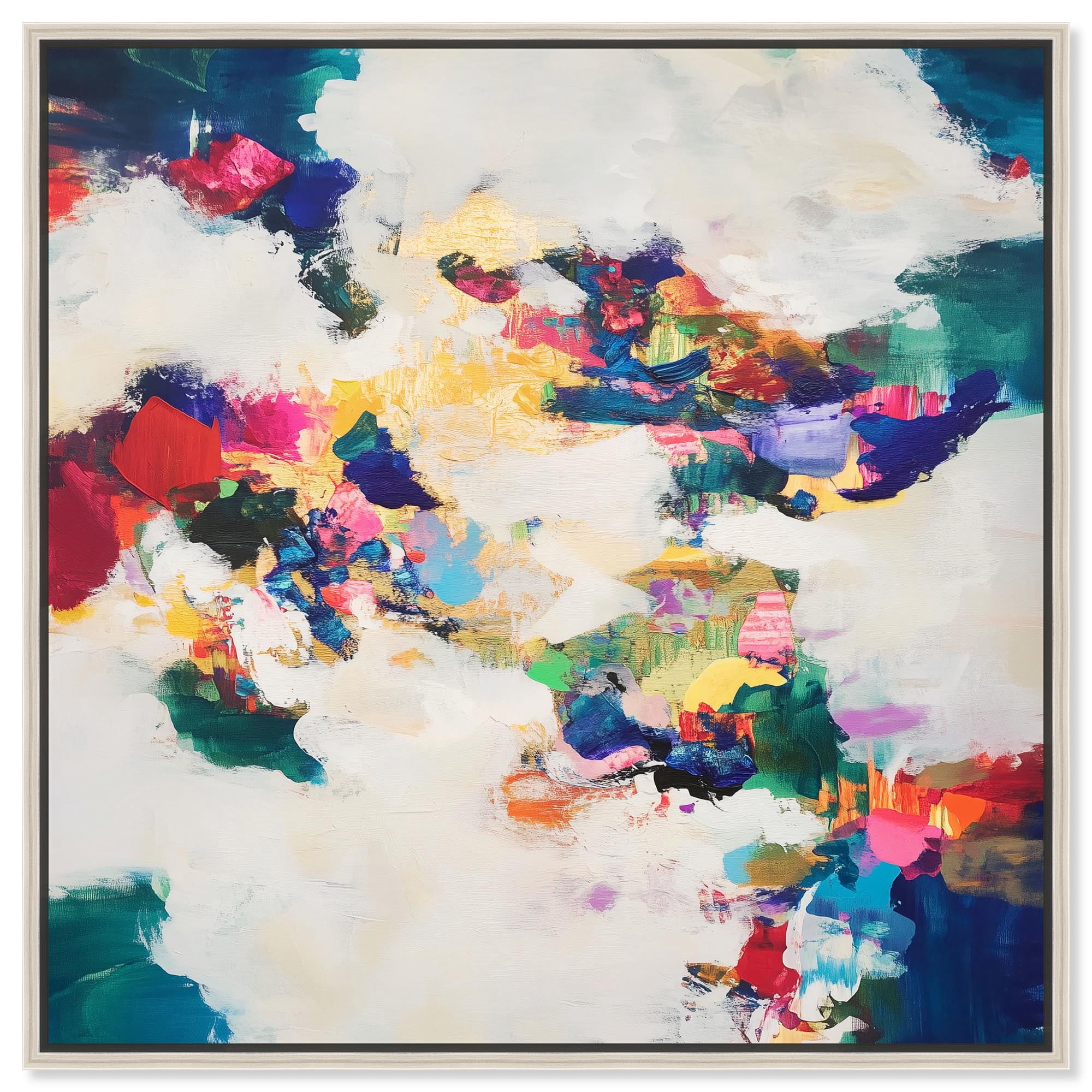Spectrum Splash Canvas Colorful Spring Art by Art Remedy, Silver Frame ...