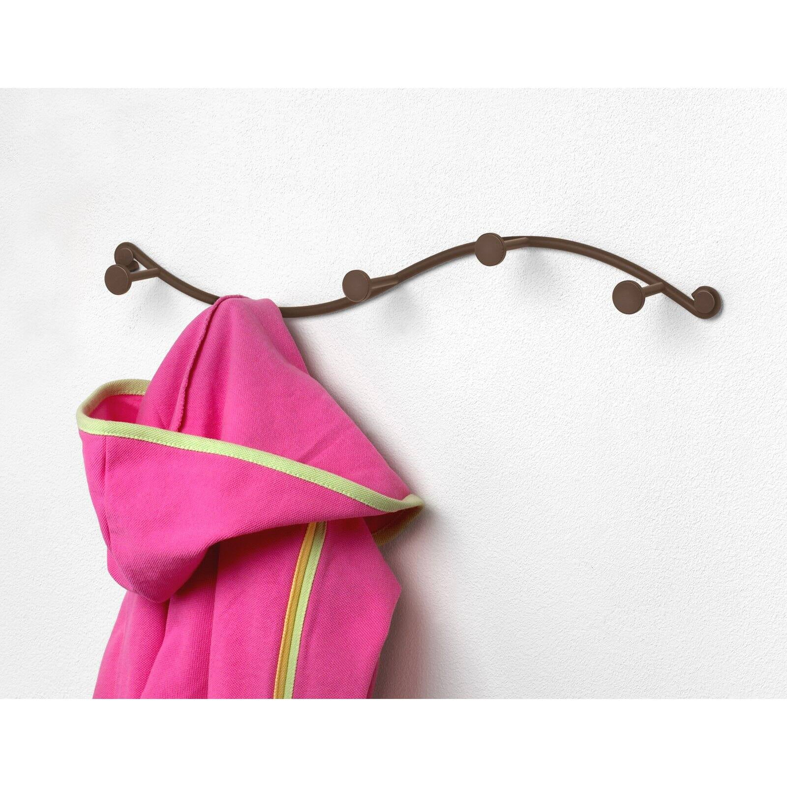 Bronze Wall Mount 5-Hook Rack with Curved Design