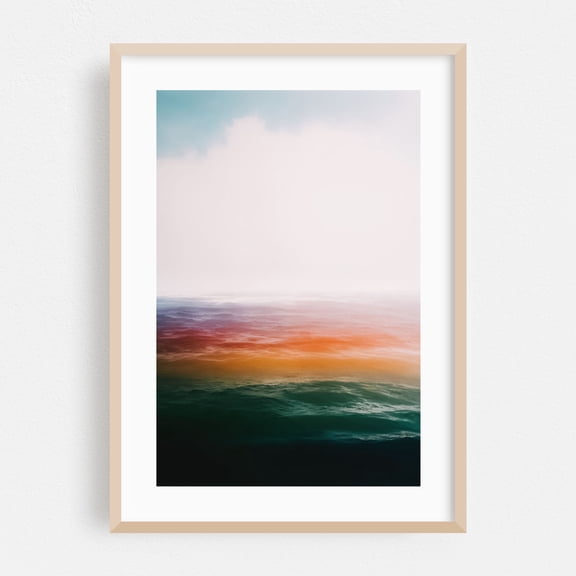 Spectrum Waves - Photography Abstract Ocean Seascape Minimalist Waves Sunset Oak Framed Wall Art Print 5 x 7 inches