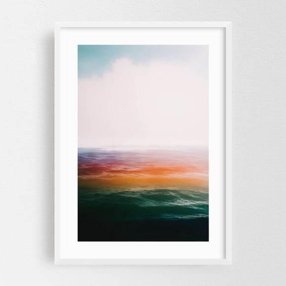 Spectrum Waves - Photography Abstract Ocean Seascape Minimalist Waves Sunset White Framed Wall Art Print 20 x 30 inches