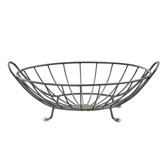Spectrum Yumi Arched Wire Fruit Basket with Handles and Gripped Feet, Black