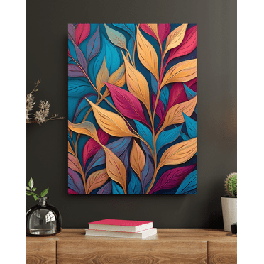Spectrum of Autumn - Golden Teal Folige Canvas Wall Art