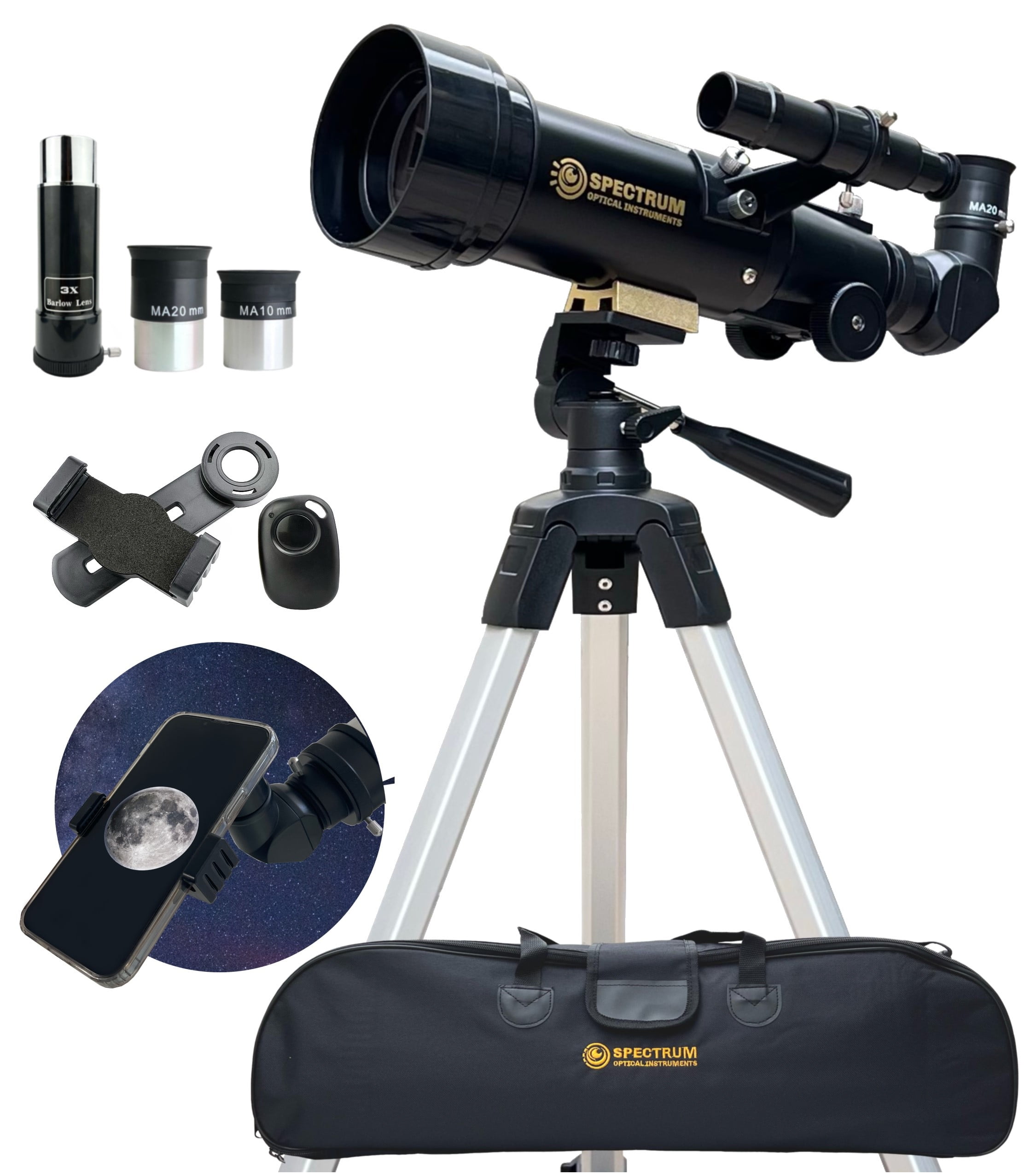 SpectrumOI Telescope for Adults and Kids, Telescopes for Adults Astronomy, Telescope for Kids 8-12- Premium Telescopio for Astronomical Exploration and Kids' Fascination with Astronomy and Carry Bag