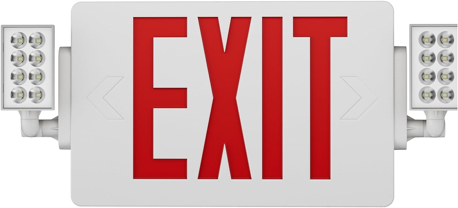 Hard Exit Spectsun 1 Pack Red Exit Signs with Emergency Lights, Two LED ...