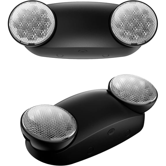 Spectsun 2 Pack Black Emergency Light with Battery Backup Adjustable Two Bug Eye -UL Certified Exit Sign-120-277VAC/Commercial Emergency Lights Fixtures/Indoor Exit Lights for Home/Business.