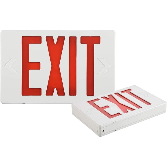 Spectsun 2 Packs Red Exit Sign with Emergency Lights, LED Emergency Exit Light with Battery Backup, UL Listed, AC 120/277V, Commercial Emergency Lights for Business/Home.