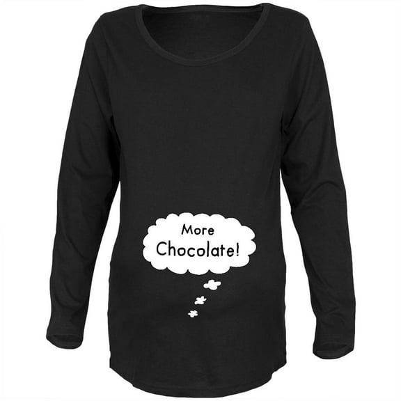 Speech Bubble Baby More Chocolate Black Maternity Long Sleeve T-Shirt - 2X-Large
