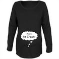 thumbnail image 1 of Speech Bubble Baby More Ice Cream Black Maternity Long Sleeve T-Shirt - X-Large, 1 of 1