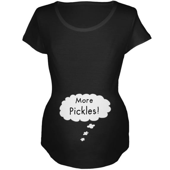 Speech Bubble Baby Talking More Pickles Black Maternity Soft T-Shirt - 2X-Large