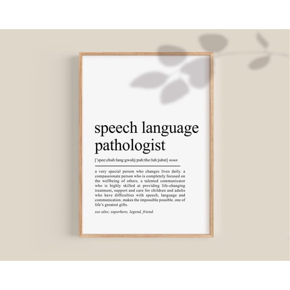 Speech Language Pathologist Definition Poster Speech Language Therapist Speech Pathologist Graduation Wall Art Poster Wall Art For Decor Present, Poster Only