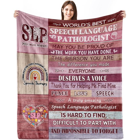 Speech Language Pathologist Gift, SLP Gifts Blanket, Speech Therapy Gifts, Gifts for Speech Therapists on National Speech Language Pathologist Day, Birthday and Christmas Throw Blankets 50x60