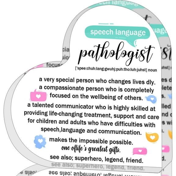 Speech Language Pathologist Officer Gift For Women Men,Inspirational Gifts For Women,Thank You Gifts For Speech Language Pathologist,Heart Shaped Acrylic Desk Decorative Sign For Home Office