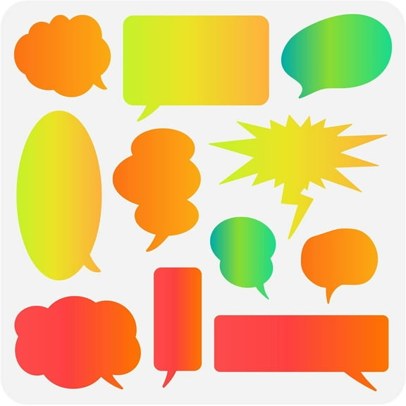 Speech Painting Stencil 11.8x11.8 inch Reusable Plastic Speech Balloons Craft Stencils Hollow Out Clouds Shape Drawing Stencil Template