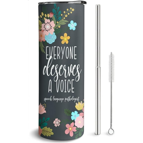 Speech Pathologist Gifts SLP Tumbler 20 oz Travel Coffee Mug Skinny Tumblers with Lid and Straw Stainless Steel Insulated Coffee Cups Speech Language Pathology Therapist Gifts
