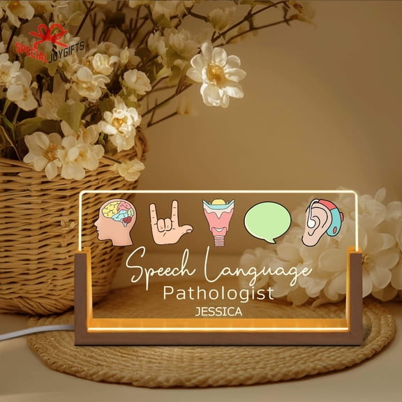 Speech Pathologist Personalized Desk Sign Light Custom SLP Name Plate Acrylic Lamp Speech Therapist Professional Appreciation Gift