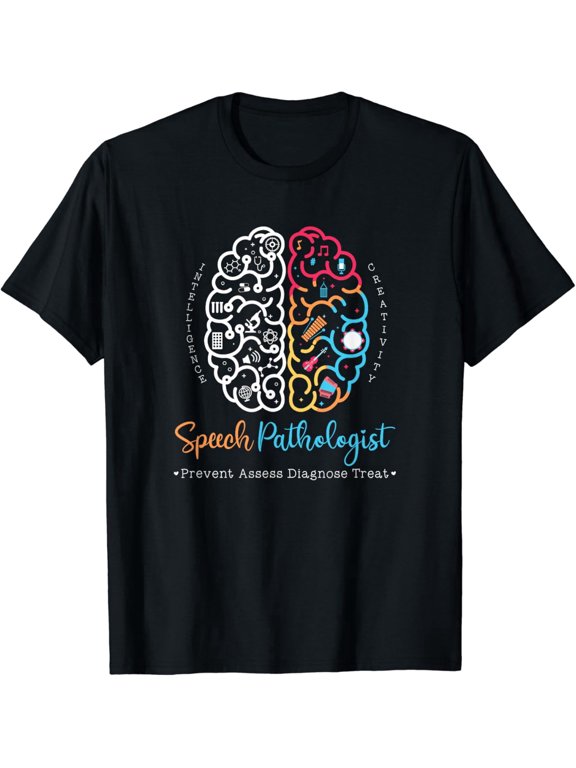 Speech Pathologist SLP Brain Intelligence Creativity Graphic T-Shirt Medical Therapy Professional Apparel Gift for Men Women