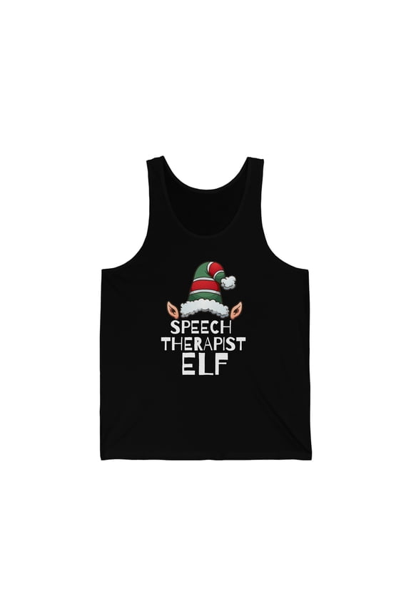 Speech Therapist Elf Unisex Tank Top, XS-2XL Christmas Holidays Xmas Elves