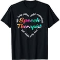 thumbnail image 1 of Speech Therapist Heart Word Cloud Watercolor Rainbow T-Shirt, 1 of 4