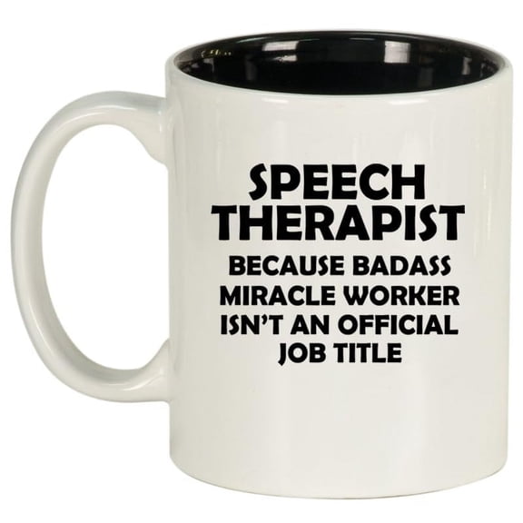 Speech Therapist Miracle Worker Job Title Funny Ceramic Coffee Mug Tea Cup Gift for Her, Him, Friend, Coworker, Wife, Husband (11oz White)