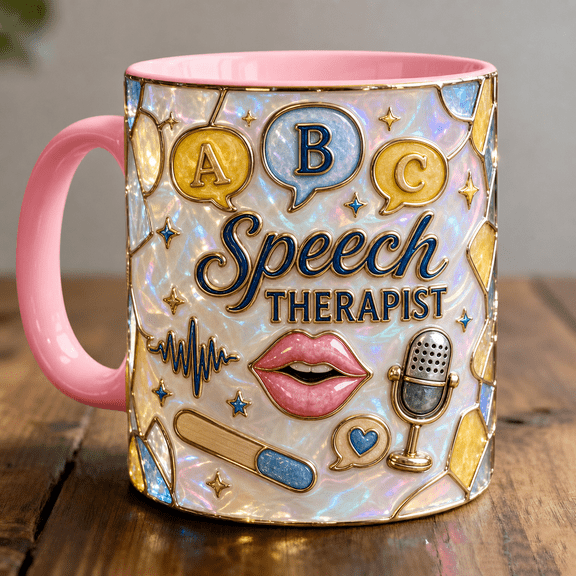Speech Therapist Mug 3D Effect ABC Bubble Design Gift for SLPs and Therapy Teams