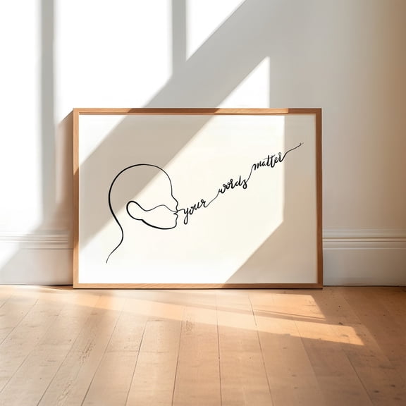 Speech Therapy Art Print One Line Drawing Minimalist Communication Decor, Unframed Paper Poster 11x14in