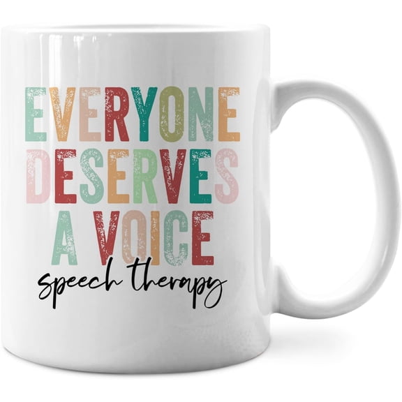 Speech Therapy Coffee Mug 11oz - Speech Language Pathologist Gifts, Appreciation Gift for SLP Ot Graduation Teachers, Everyone Deserves a Voices