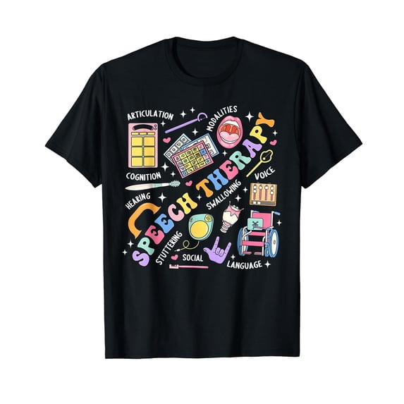 Speech Therapy Retro Groovy Language Pathologist Therapist T-Shirt