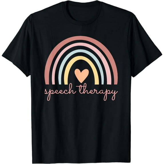 Speech Therapy Speech Language Pathologist SLP Boho Rainbow T-Shirt