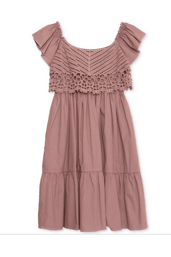 Big Girls Cotton Crochet Babydoll Dress