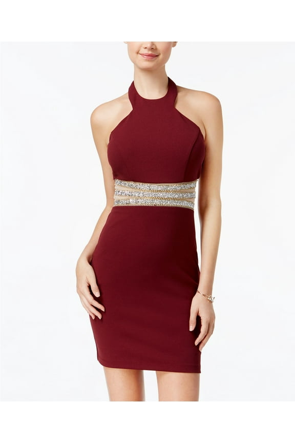 - Embellished Bodycon Halter Dress - Juniors - 15