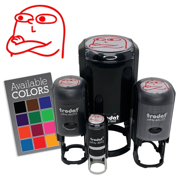 Speechless Emote Reaction Arms Crossed Funny Self-Inking Rubber Stamp for Stamping Ink Stamper Crafting Planners - 1/2 Inch Mini - Black Ink
