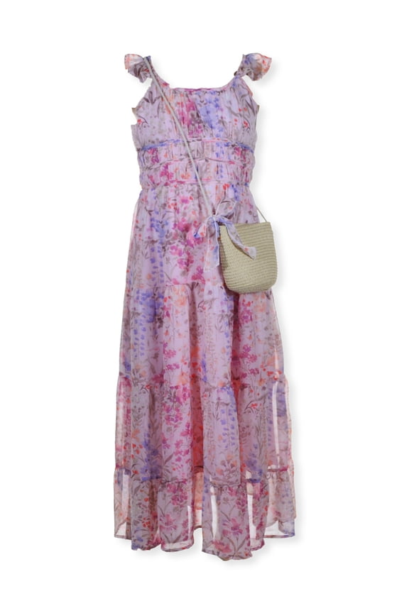 Girls' 2-Piece Flower Dress Set Color: blush Size: 10