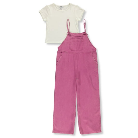Speechless Girls' 2-Piece Overalls T-Shirt Set Outfit Color: dusty rose Size: 7