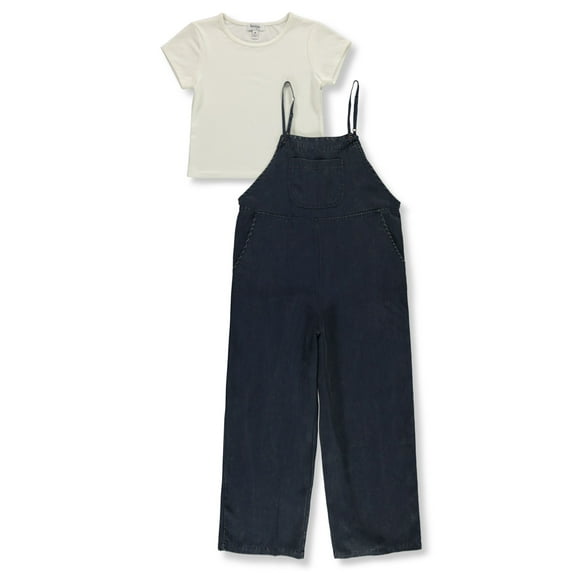 Speechless Girls' 2-Piece Overalls T-Shirt Set Outfit Color: navy Size: 8 - 10