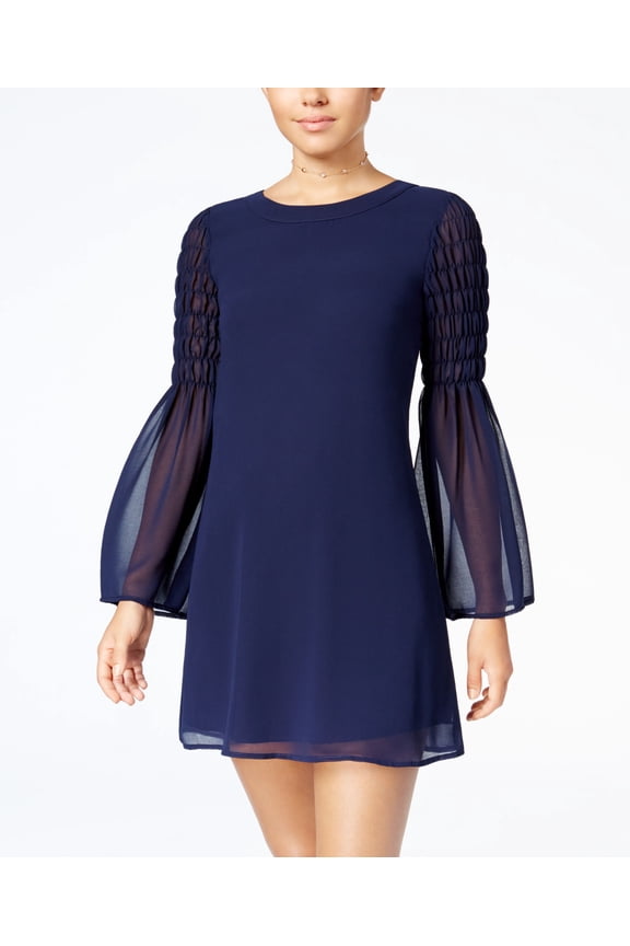 Speechless Juniors Bell Sleeve Dress Navy Jem XL