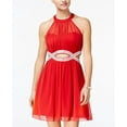 thumbnail image 1 of Speechless Juniors Embellished Infinity Halter Dress Red 13, 1 of 1