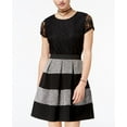 thumbnail image 1 of Speechless Juniors Lace Striped Pleated Dress Blackwhite 3, 1 of 1