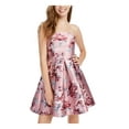 thumbnail image 1 of Speechless Juniors' Strapless Floral-Print Fit & Flare Dress Mauve Wine Size 5, 1 of 4
